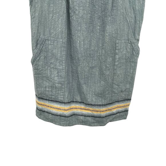 Faherty Dress Hailee Chambray Cotton Huipile Indigo Ombré Stripe Size Small - Picture 3 of 9